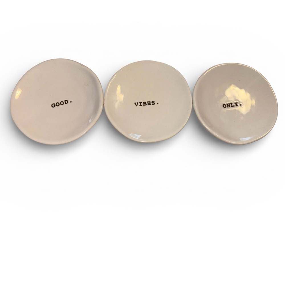 Rae Dunn Good Vibes Only Trinket jewelry dish tray Set of 3
